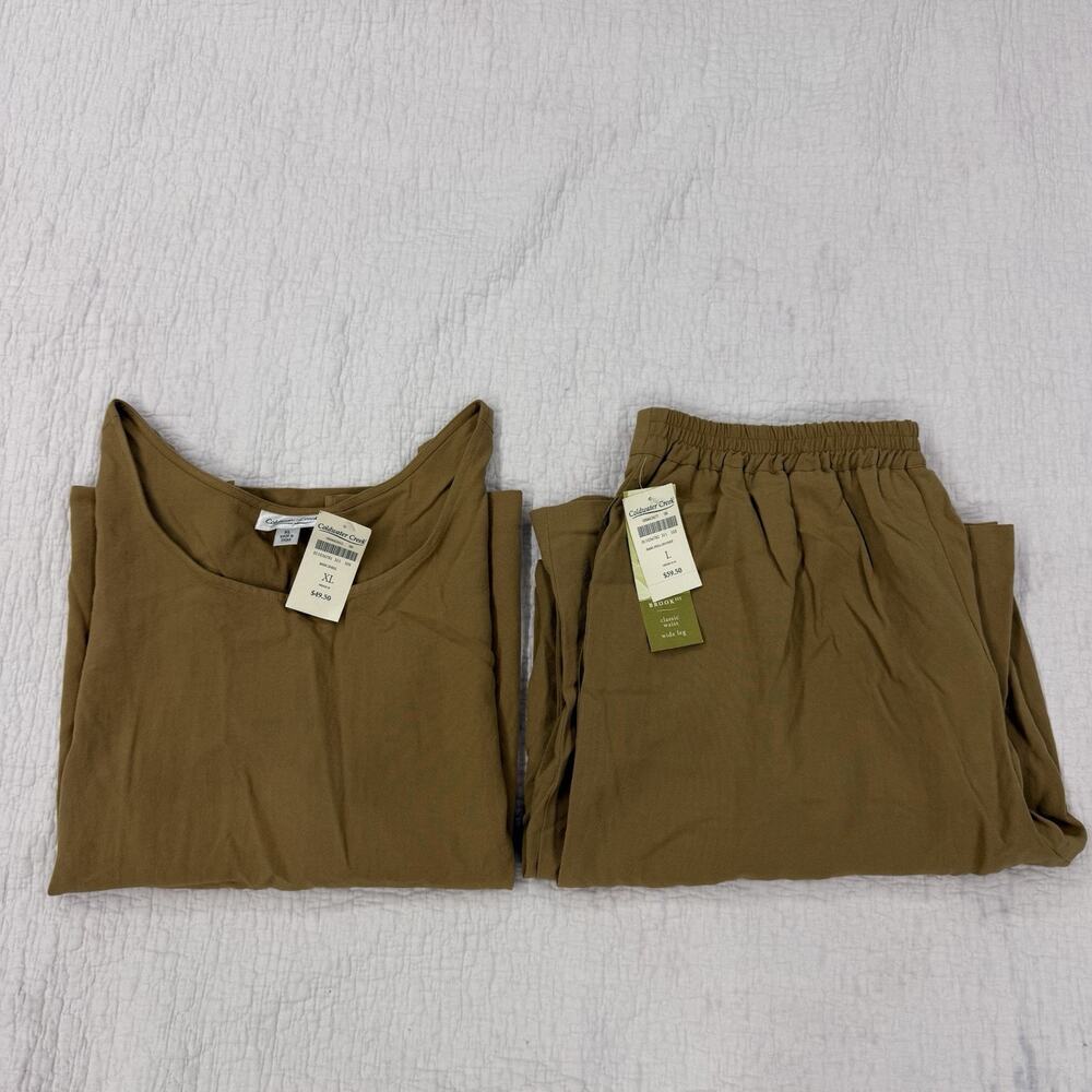 NWT Coldwater Creek Brown XL 2-Piece Set Sleeveless Scoop Top Wide-Leg Pants - Picture 12 of 12
